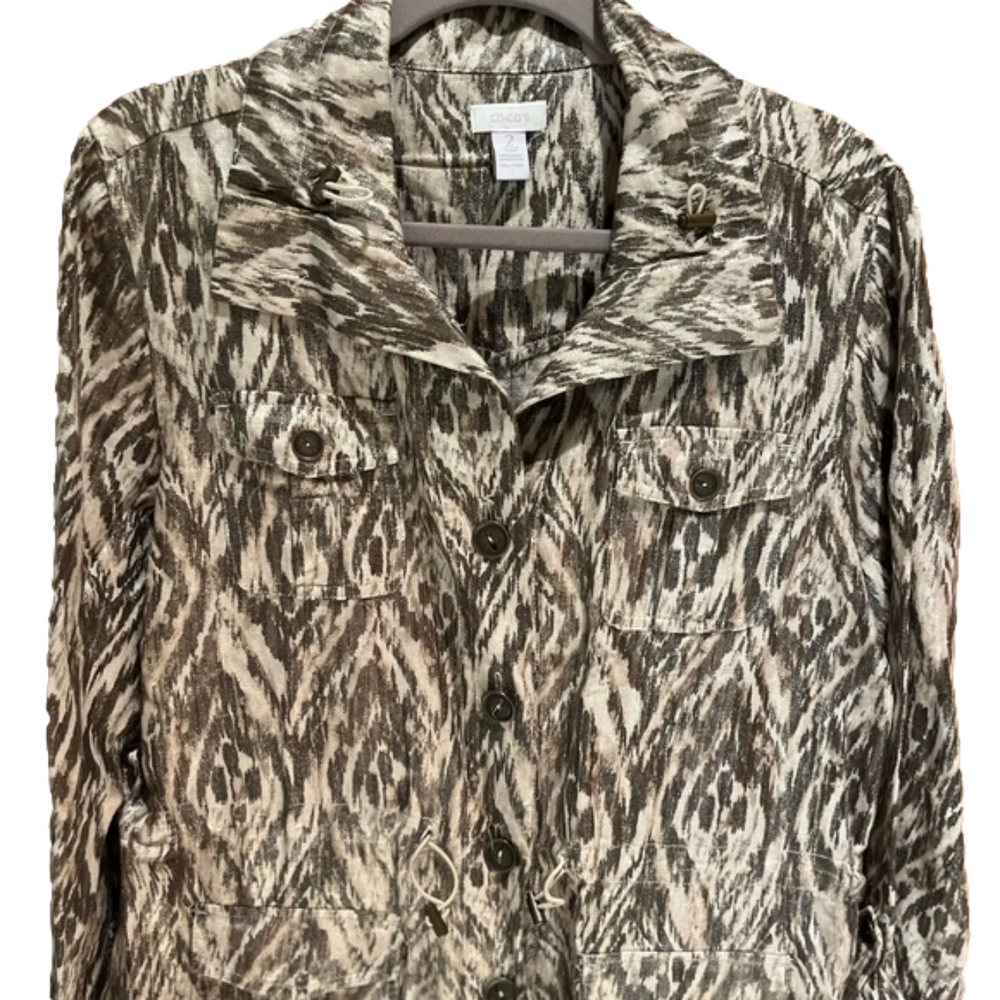Chico's Women's Patterned Jacket Size 2-large